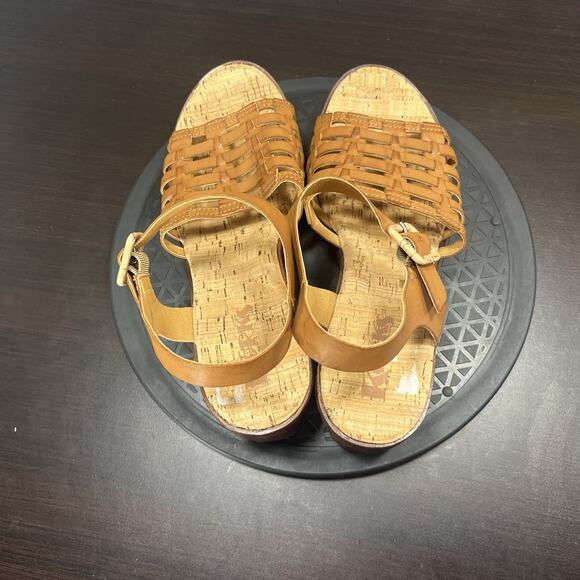 Korks Women's Size 9M Brown Woven Marley Platform Wedge Heel Adjustable Sandals - Picture 5 of 8